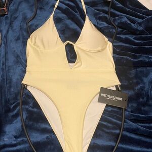 PrettyLittleThing Cream One Piece Swimsuit